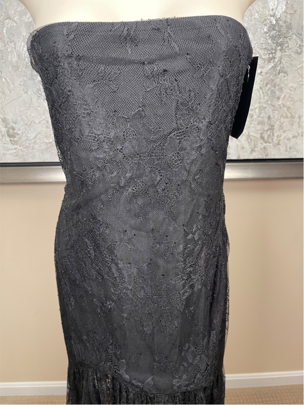 RETROFETE Jeanette Strapless Lace Sheer Black Maxi Dress Size XS - Picture 4 of 8